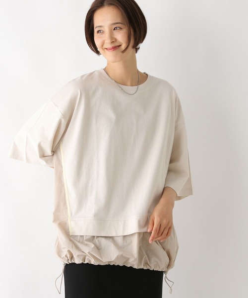 LEPSIM(レプシィム)の「異素材切り替えチュニック 129975(Tシャツ/カットソー・レディース・グレイッシュベージュ/オフホワイト/チャコールグレー・FREE)」の14枚目の写真