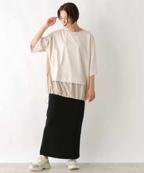LEPSIM(レプシィム)の「異素材切り替えチュニック 129975(Tシャツ/カットソー・レディース・グレイッシュベージュ/オフホワイト/チャコールグレー・FREE)」の16枚目の写真