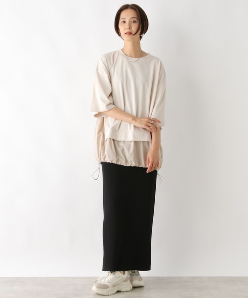 LEPSIM(レプシィム)の「異素材切り替えチュニック 129975(Tシャツ/カットソー・レディース・グレイッシュベージュ/オフホワイト/チャコールグレー・FREE)」の17枚目の写真