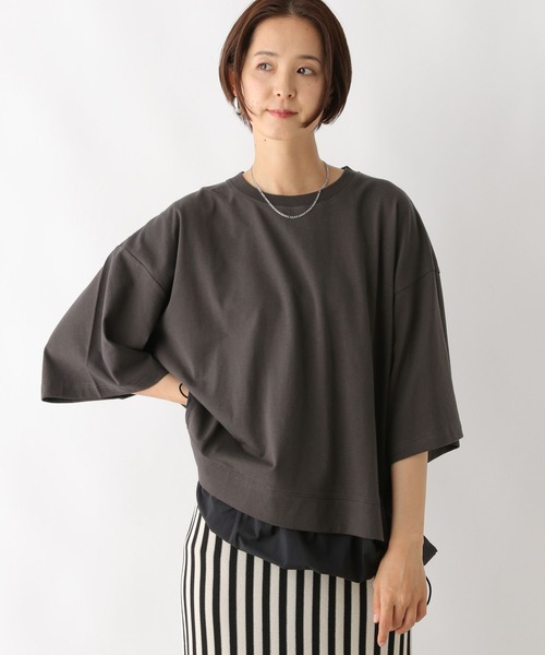 LEPSIM(レプシィム)の「異素材切り替えチュニック 129975(Tシャツ/カットソー・レディース・グレイッシュベージュ/オフホワイト/チャコールグレー・FREE)」の19枚目の写真