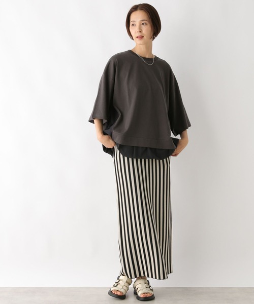 LEPSIM(レプシィム)の「異素材切り替えチュニック 129975(Tシャツ/カットソー・レディース・グレイッシュベージュ/オフホワイト/チャコールグレー・FREE)」の22枚目の写真