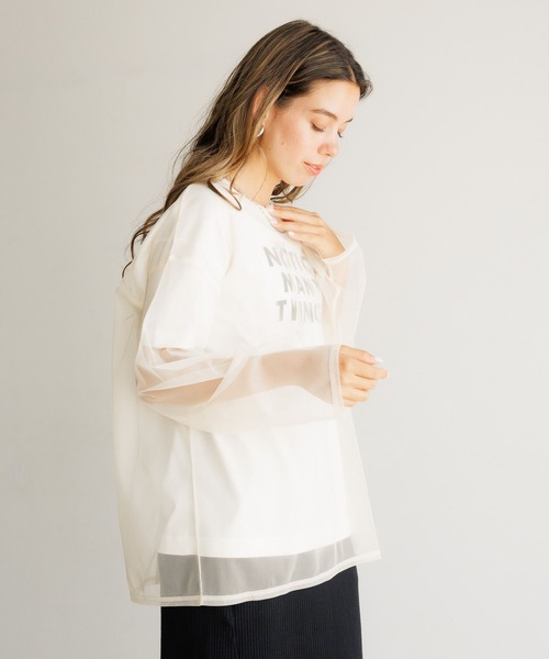 BAYFLOW（ベイフロー）の「[レイヤードスタイルに]チュールロングスリーブプルオーバー（Tシャツ/カットソー・レディース・ブラック/アイボリー・FREE）」の7枚目の写真