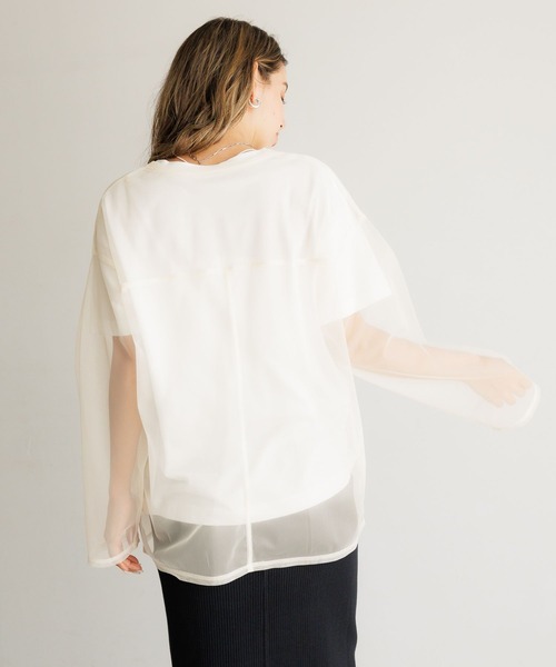 BAYFLOW（ベイフロー）の「[レイヤードスタイルに]チュールロングスリーブプルオーバー（Tシャツ/カットソー・レディース・ブラック/アイボリー・FREE）」の8枚目の写真