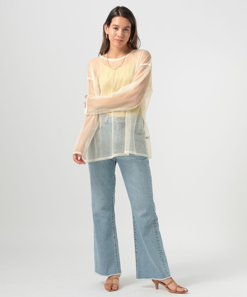 BAYFLOW（ベイフロー）の「[レイヤードスタイルに]チュールロングスリーブプルオーバー（Tシャツ/カットソー・レディース・ブラック/アイボリー・FREE）」の9枚目の写真