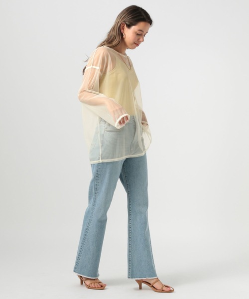 BAYFLOW（ベイフロー）の「[レイヤードスタイルに]チュールロングスリーブプルオーバー（Tシャツ/カットソー・レディース・ブラック/アイボリー・FREE）」の10枚目の写真