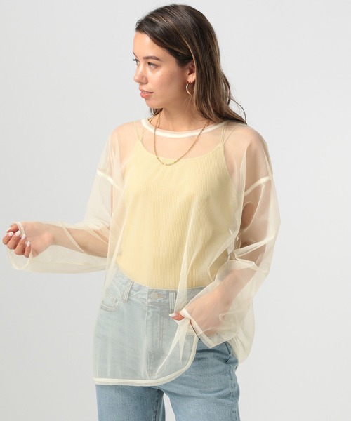 BAYFLOW（ベイフロー）の「[レイヤードスタイルに]チュールロングスリーブプルオーバー（Tシャツ/カットソー・レディース・ブラック/アイボリー・FREE）」の11枚目の写真