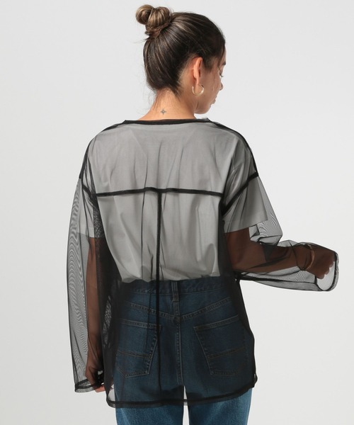 BAYFLOW（ベイフロー）の「[レイヤードスタイルに]チュールロングスリーブプルオーバー（Tシャツ/カットソー・レディース・ブラック/アイボリー・FREE）」の15枚目の写真