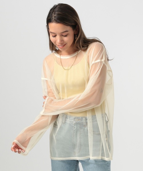 BAYFLOW（ベイフロー）の「[レイヤードスタイルに]チュールロングスリーブプルオーバー（Tシャツ/カットソー・レディース・ブラック/アイボリー・FREE）」の16枚目の写真