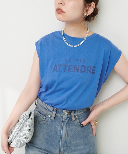 natural couture(ナチュラルクチュール)の「シルケット風ノースリロゴT(タンクトップ・レディース・ライトベージュ/オフホワイト/ブルー/スミクロ・FREE)」の15枚目の写真