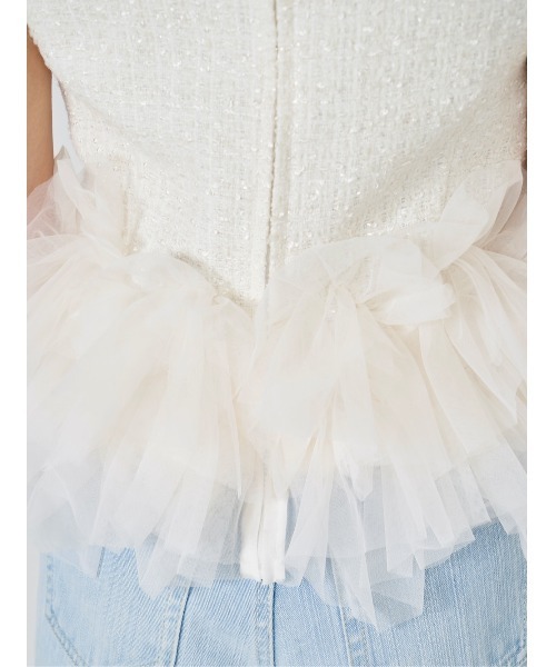 極美品♡Ｆ　ダーリッチ　ペプラムツイード　チュール　ラメ　トップス Darich - 極美品F ダーリッチ ペプラムツイード チュール ラメ