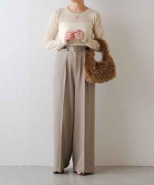 COLLAGE GALLARDAGALANTE（コラージュガリャルダガランテ）の「サスペンダーワイドスラックス（その他パンツ・レディース・ベージュ/ネイビー・FREE）」の16枚目の写真