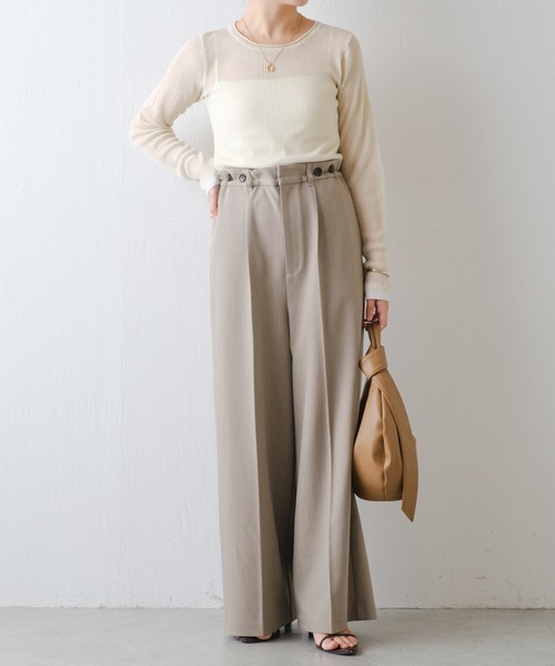COLLAGE GALLARDAGALANTE（コラージュガリャルダガランテ）の「サスペンダーワイドスラックス（その他パンツ・レディース・ベージュ/ネイビー・FREE）」の18枚目の写真
