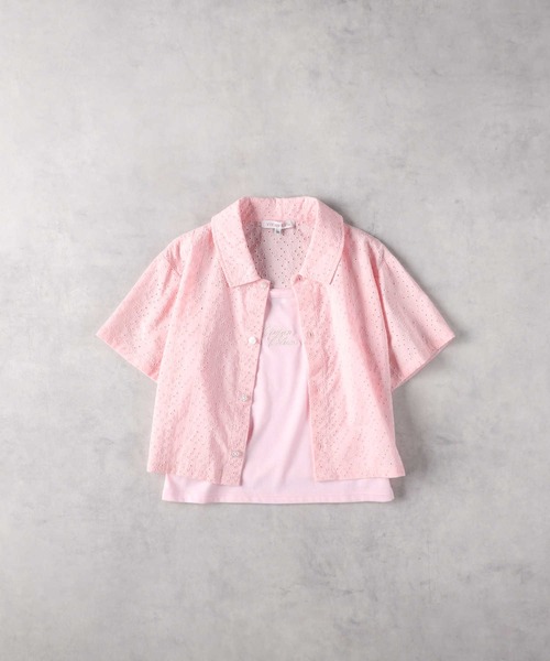 Right-on（ライトオン）の「【VIVIAN BLUE】前あきシャツレイヤード（シャツ/ブラウス・キッズ・ピンク/ホワイト・120/130/140/150）」の15枚目の写真