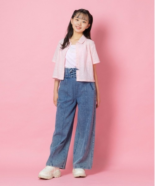 Right-on（ライトオン）の「【VIVIAN BLUE】前あきシャツレイヤード（シャツ/ブラウス・キッズ・ピンク/ホワイト・120/130/140/150）」の3枚目の写真