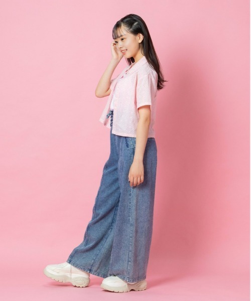 Right-on（ライトオン）の「【VIVIAN BLUE】前あきシャツレイヤード（シャツ/ブラウス・キッズ・ピンク/ホワイト・120/130/140/150）」の6枚目の写真