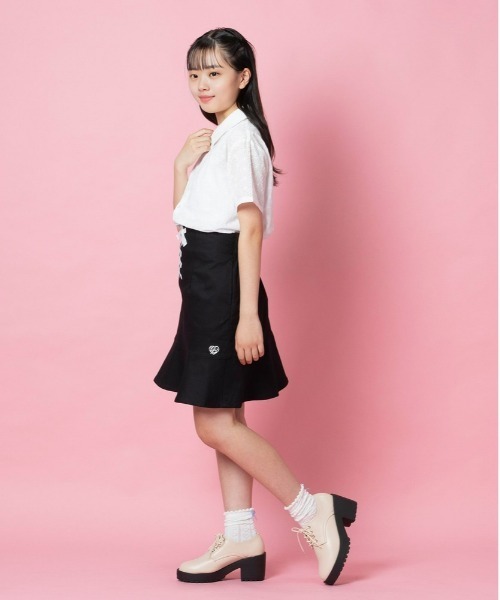 Right-on（ライトオン）の「【VIVIAN BLUE】前あきシャツレイヤード（シャツ/ブラウス・キッズ・ピンク/ホワイト・120/130/140/150）」の9枚目の写真