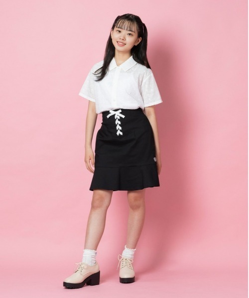 Right-on（ライトオン）の「【VIVIAN BLUE】前あきシャツレイヤード（シャツ/ブラウス・キッズ・ピンク/ホワイト・120/130/140/150）」の10枚目の写真