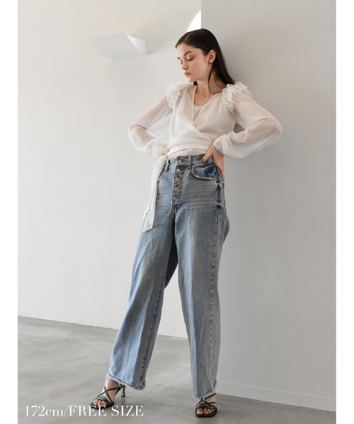 Katrin TOKYO(カトリーントーキョー)の「2way cache-coeur blouse(シャツ/ブラウス・レディース・ブラック系その他/グリーン系その他/ホワイト/ピンク・XS/FREE)」の10枚目の写真