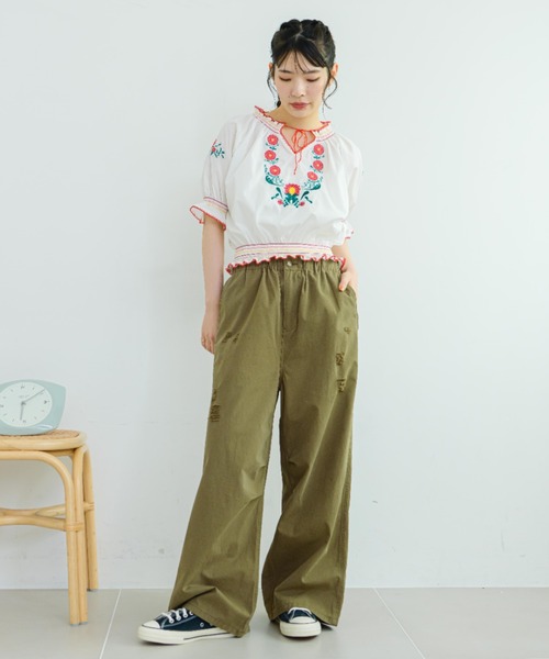 eLur(エラー)の「ミリタリーダメージパンツ(カーゴパンツ・レディース・カーキ/ブラウン/ネイビー・LARGE/MEDIUM)」の8枚目の写真