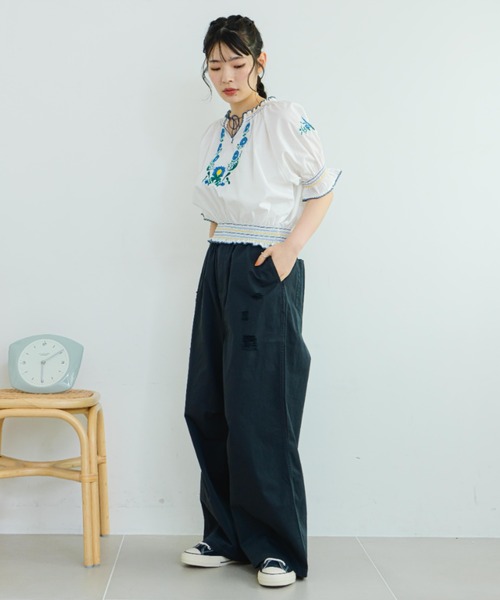 eLur(エラー)の「ミリタリーダメージパンツ(カーゴパンツ・レディース・カーキ/ブラウン/ネイビー・LARGE/MEDIUM)」の14枚目の写真