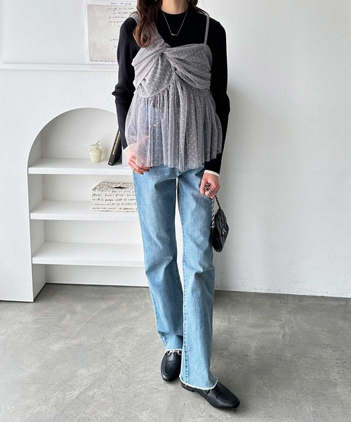 新品　正規品　Lサイズ　キャミオフショルT【Gray】　DimMoire　地雷 DimMoire【ディムモアール】キャミオフショルT/Gray