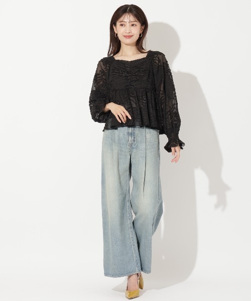 AND COUTURE(アンドクチュール)の「オパールシアーブラウス(シャツ/ブラウス・レディース・ミント/オフホワイト/ブラック・FREE)」の11枚目の写真