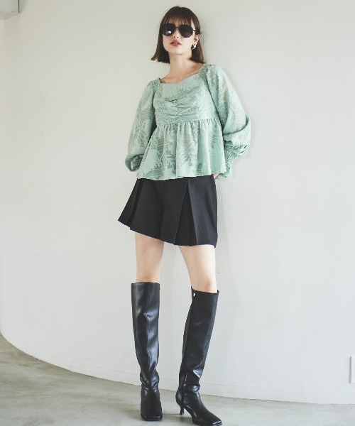 AND COUTURE(アンドクチュール)の「オパールシアーブラウス(シャツ/ブラウス・レディース・ミント/オフホワイト/ブラック・FREE)」の16枚目の写真