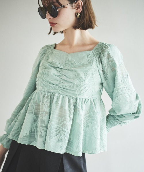 AND COUTURE(アンドクチュール)の「オパールシアーブラウス(シャツ/ブラウス・レディース・ミント/オフホワイト/ブラック・FREE)」の18枚目の写真