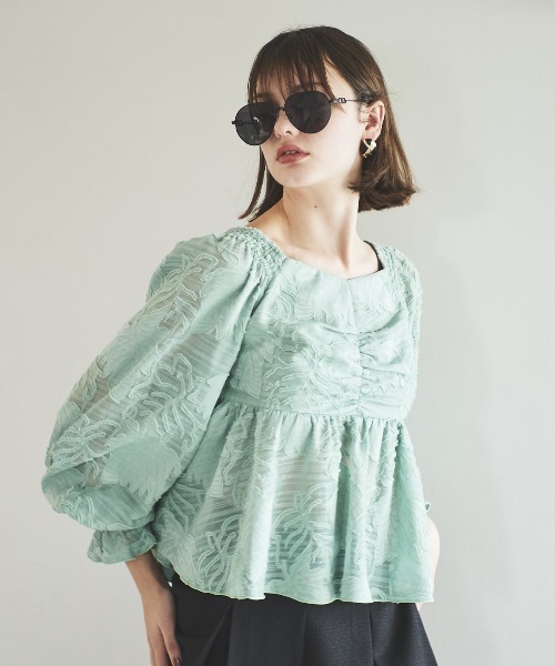 AND COUTURE(アンドクチュール)の「オパールシアーブラウス(シャツ/ブラウス・レディース・ミント/オフホワイト/ブラック・FREE)」の21枚目の写真