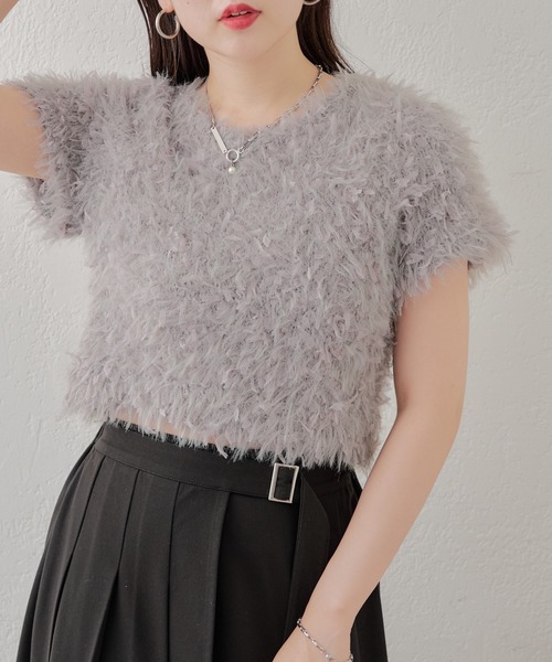 Chico（チコ）の「リボンフェザー半袖ニット（ニット/セーター）」 - WEAR