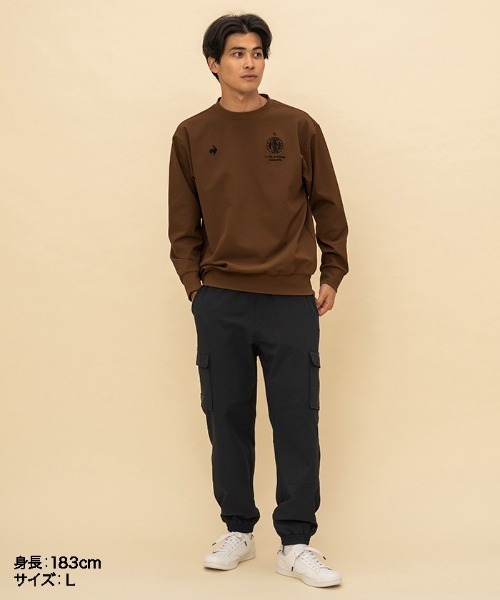 le coq sportif（ルコックスポルティフ）の「LCS プリューム リブクロス クルーネックスウェット（スウェット・メンズ・ブラウン/ブラック・L/XL/M）」の9枚目の写真