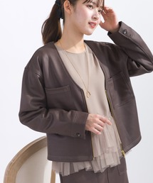 Lo-Fi（ローファイ）の「【セットアップ可能】スエードタッチノーカラージャケット（ノーカラージャケット）」