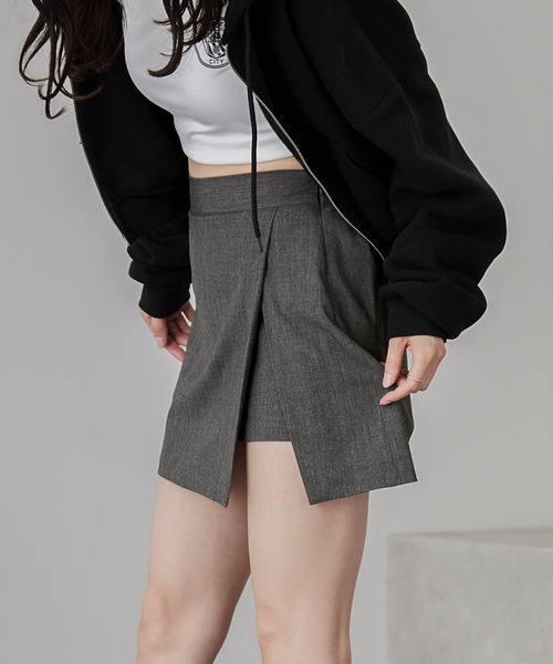 nui nullu（ヌイヌル）の「【nui nullu】インパン付きサイドスリットハイウェストミニスカート（スカート・レディース・杢グレー/モカ/ベージュ/ブラック・FREE）」の9枚目の写真
