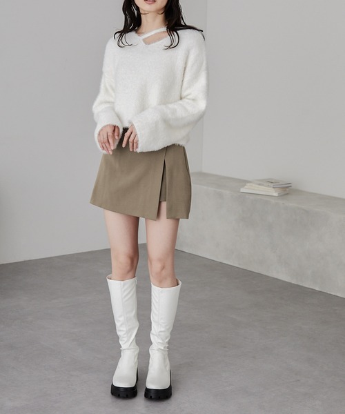 nui nullu（ヌイヌル）の「【nui nullu】インパン付きサイドスリットハイウェストミニスカート（スカート・レディース・杢グレー/モカ/ベージュ/ブラック・FREE）」の20枚目の写真