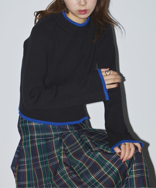SETUP7(セットアップセブン)の「【SETUP7】color scheme line flare sleeve knit(ニット/セーター・レディース・グレー/ブラック/ベージュ・FREE)」の2枚目の写真