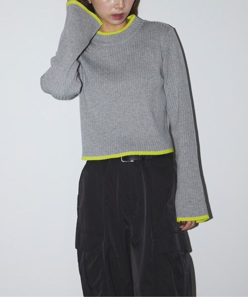 SETUP7(セットアップセブン)の「【SETUP7】color scheme line flare sleeve knit(ニット/セーター・レディース・グレー/ブラック/ベージュ・FREE)」の18枚目の写真