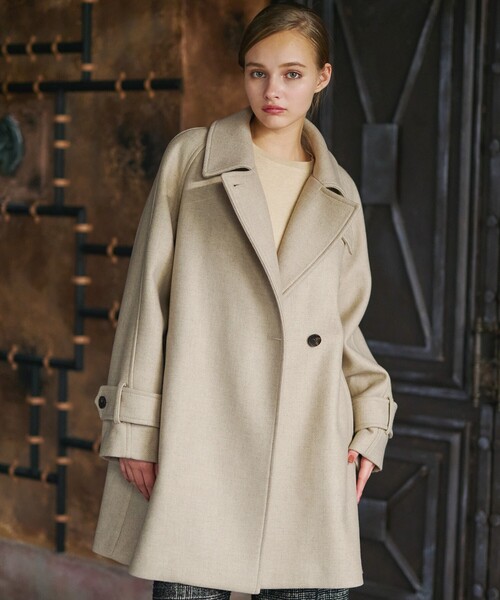 DRESSTERIOR（ドレステリア）の「【ウール混/2WAY】Aラインショートダブルコート（その他アウター・レディース・チャコールグレー/ライトベージュ/ダークグレー/ベージュ・34/36/38）」の4枚目の写真