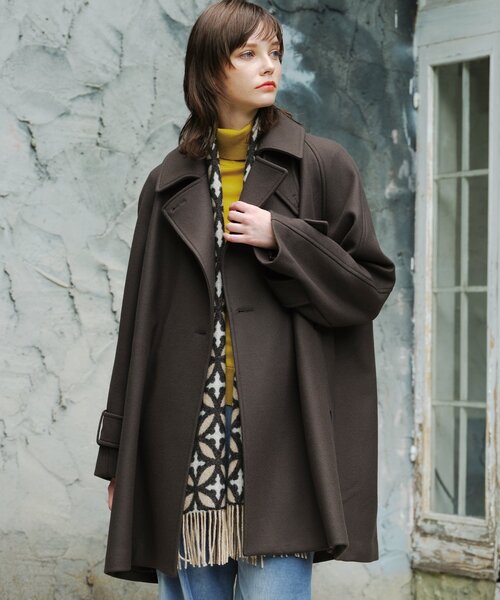 DRESSTERIOR（ドレステリア）の「【ウール混/2WAY】Aラインショートダブルコート（その他アウター・レディース・チャコールグレー/ライトベージュ/ダークグレー/ベージュ・34/36/38）」の2枚目の写真