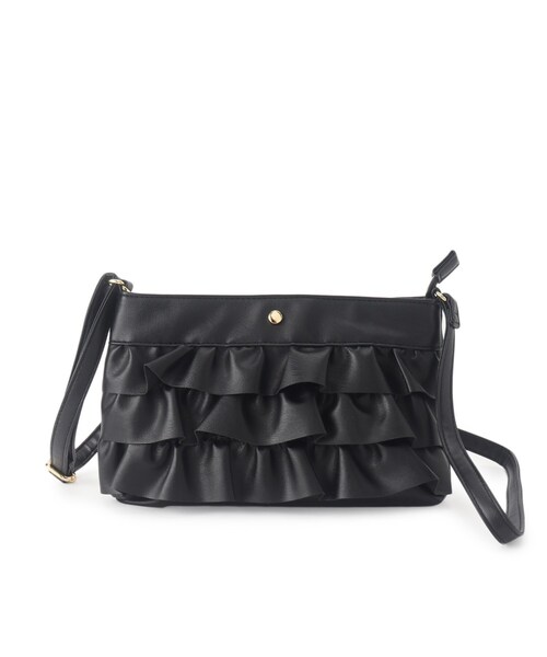 SHOO・LA・RUE（シューラルー）の「◆【軽量】大人かわいい フリルショルダーバッグ（ショルダーバッグ・レディース・アイボリー/ブラック/シルバー・00）」の3枚目の写真