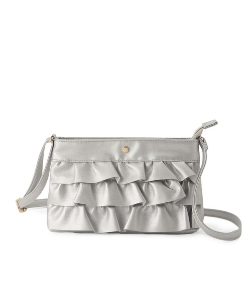 SHOO・LA・RUE（シューラルー）の「◆【軽量】大人かわいい フリルショルダーバッグ（ショルダーバッグ・レディース・アイボリー/ブラック/シルバー・00）」の5枚目の写真