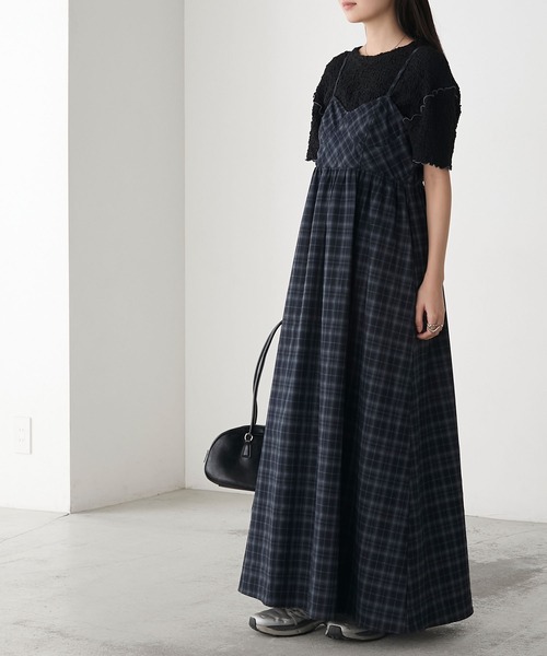 Givenchy チェック柄 ロングワンピース forksy. ワンピース 「forksy.」チェック柄スイッチングロング