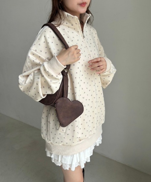 one after another NICE CLAUP(ワンアフターアナザーナイスクラップ)の「ハーフジップオーバーサイズスウェット(スウェット・レディース・チャコールグレー/杢グレー/アイボリー/オフホワイト/ブラウン・FREE)」の17枚目の写真