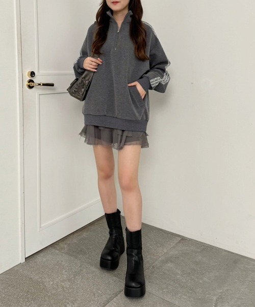 セール】ハーフジップオーバーサイズスウェット（スウェット）｜one