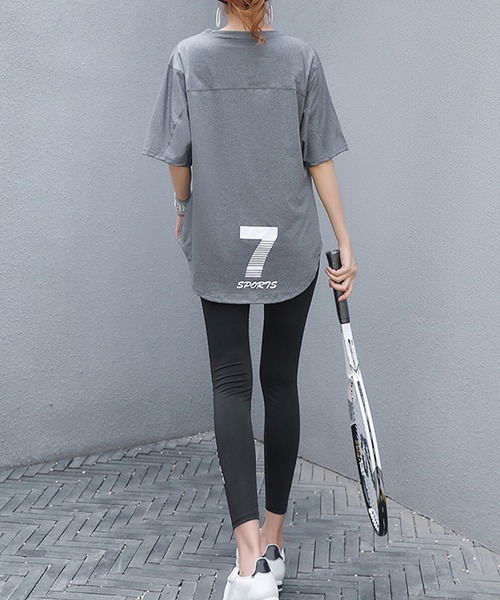 【美品】LA-2のTシャツとレギンスセット セール】レディース バイカラーヨガフィットネススポーツウェア