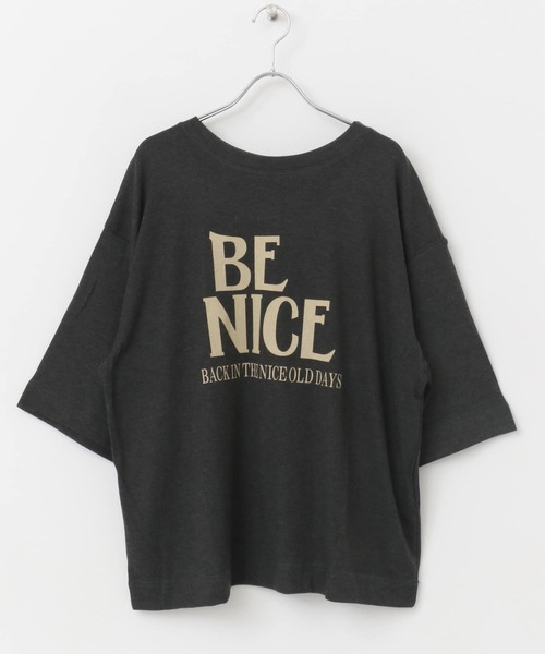 CHIGNON(シニヨン)の「CHIGNON BE NICE5分袖Tシャツ(Tシャツ/カットソー・レディース・チャコールグレー/ホワイト・FREE)」の2枚目の写真