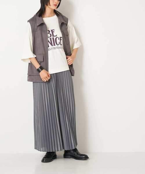 CHIGNON(シニヨン)の「CHIGNON BE NICE5分袖Tシャツ(Tシャツ/カットソー・レディース・チャコールグレー/ホワイト・FREE)」の3枚目の写真