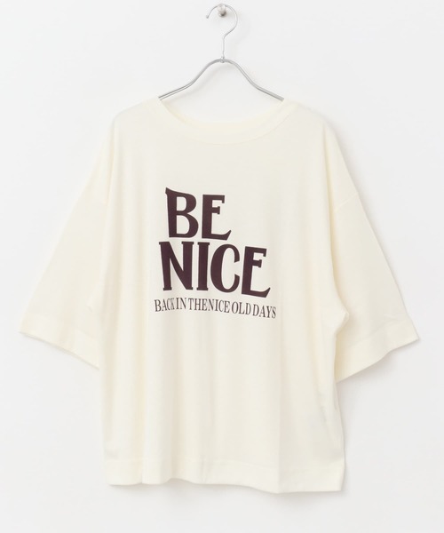 CHIGNON(シニヨン)の「CHIGNON BE NICE5分袖Tシャツ(Tシャツ/カットソー・レディース・チャコールグレー/ホワイト・FREE)」の4枚目の写真