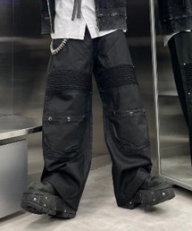Never mind the XU / Chikashitsu+ | ストリートファッション DIG YOUR OWN GRAVE ディグ ユア オウン グレイブ COATING BIKER PANTS コーティングバイカーパンツ ワイドカーゴパンツ ワイドパンツ フルレングスパンツ 韓国ファッション 韓国 ストリート(カーゴパンツ)