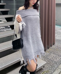 SPIRALGIRL | チョーカーオフショルバイカラーニット(ワンピース)