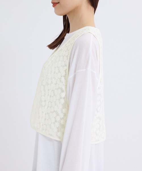 ROPE' PICNIC（ロペピクニック）の「フラワーレースベスト（ベスト・レディース・ブラック/キナリ・38）」の9枚目の写真